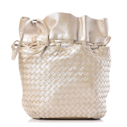 Bottega Veneta Nappa Intrecciato Drawstring Bucket Bag Silver 1 of 10