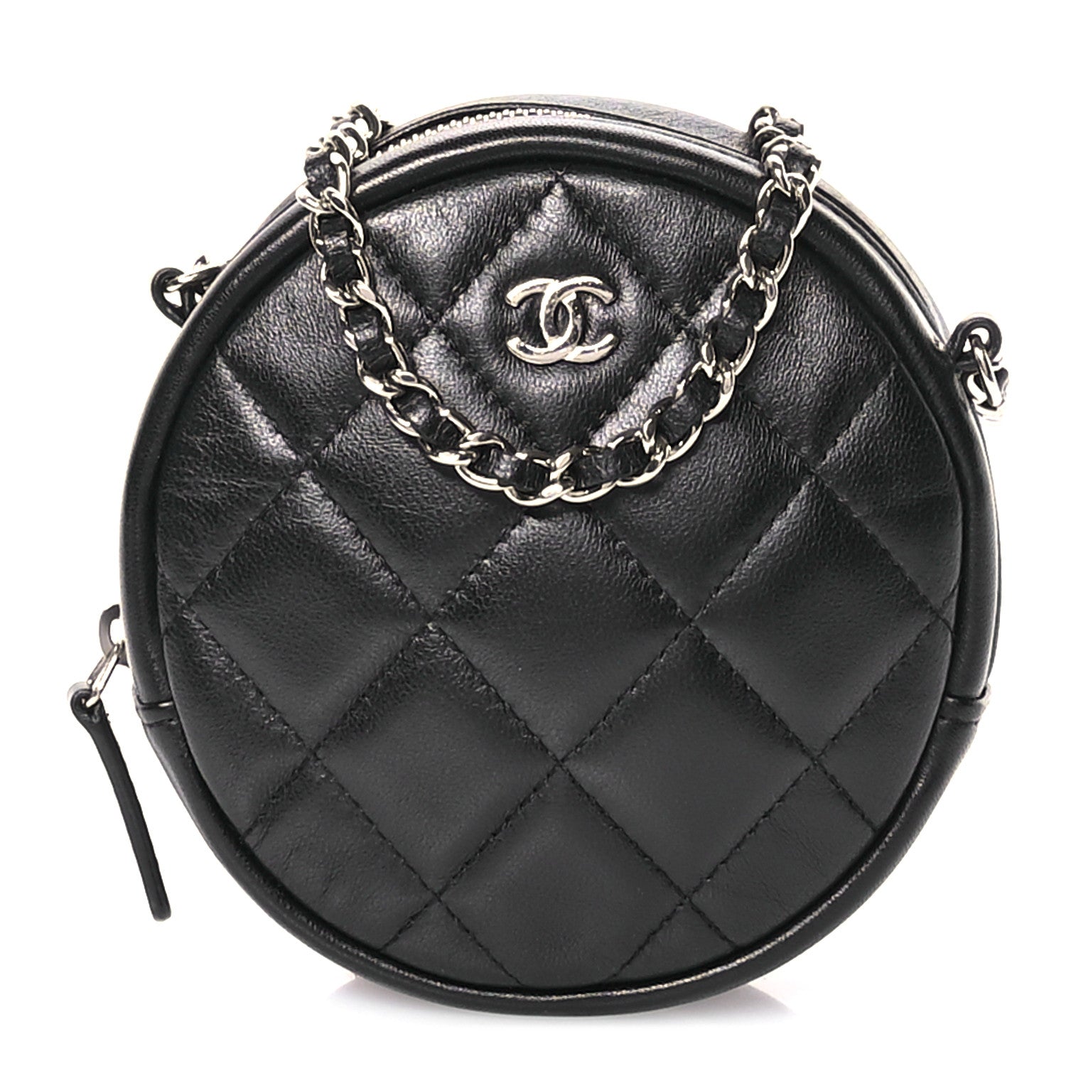 Chanel Lambskin Quilted Round Clutch With Chain Black 1 of 11