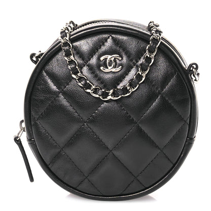 Chanel Lambskin Quilted Round Clutch With Chain Black 1 of 11