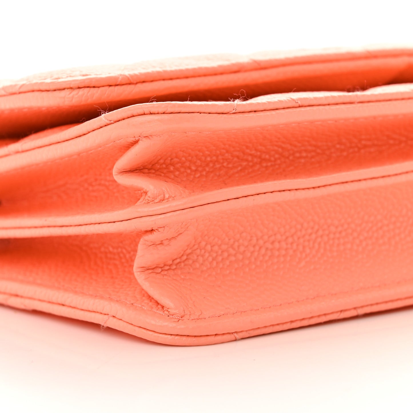 Caviar Quilted Mini Wallet On Chain WOC Coral