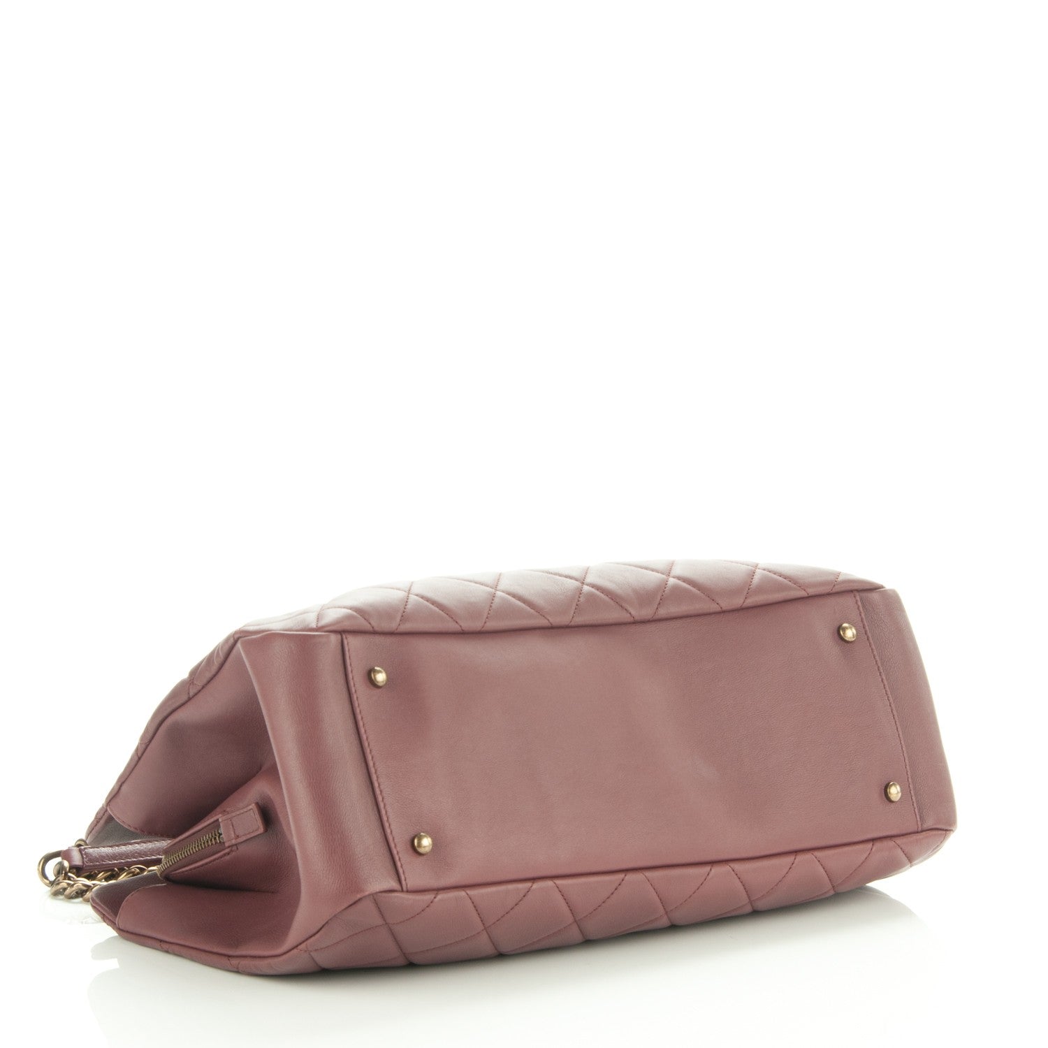 Chanel Calfskin Quilted Large CC Crown Tote Dark Red 4 of 7