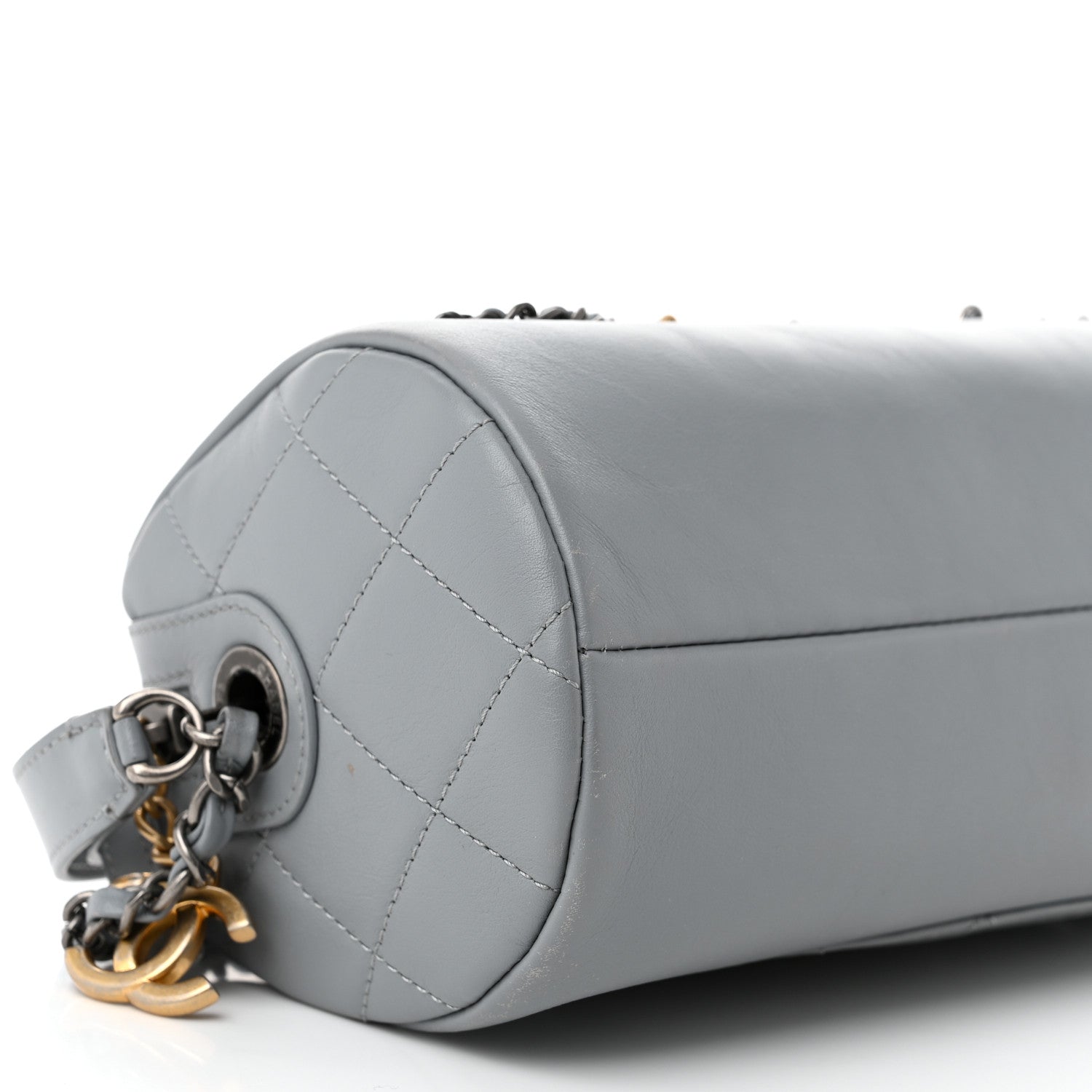 Chanel Calfskin Chain 20s Signature Bowling Bag Light Gray 9 of 11