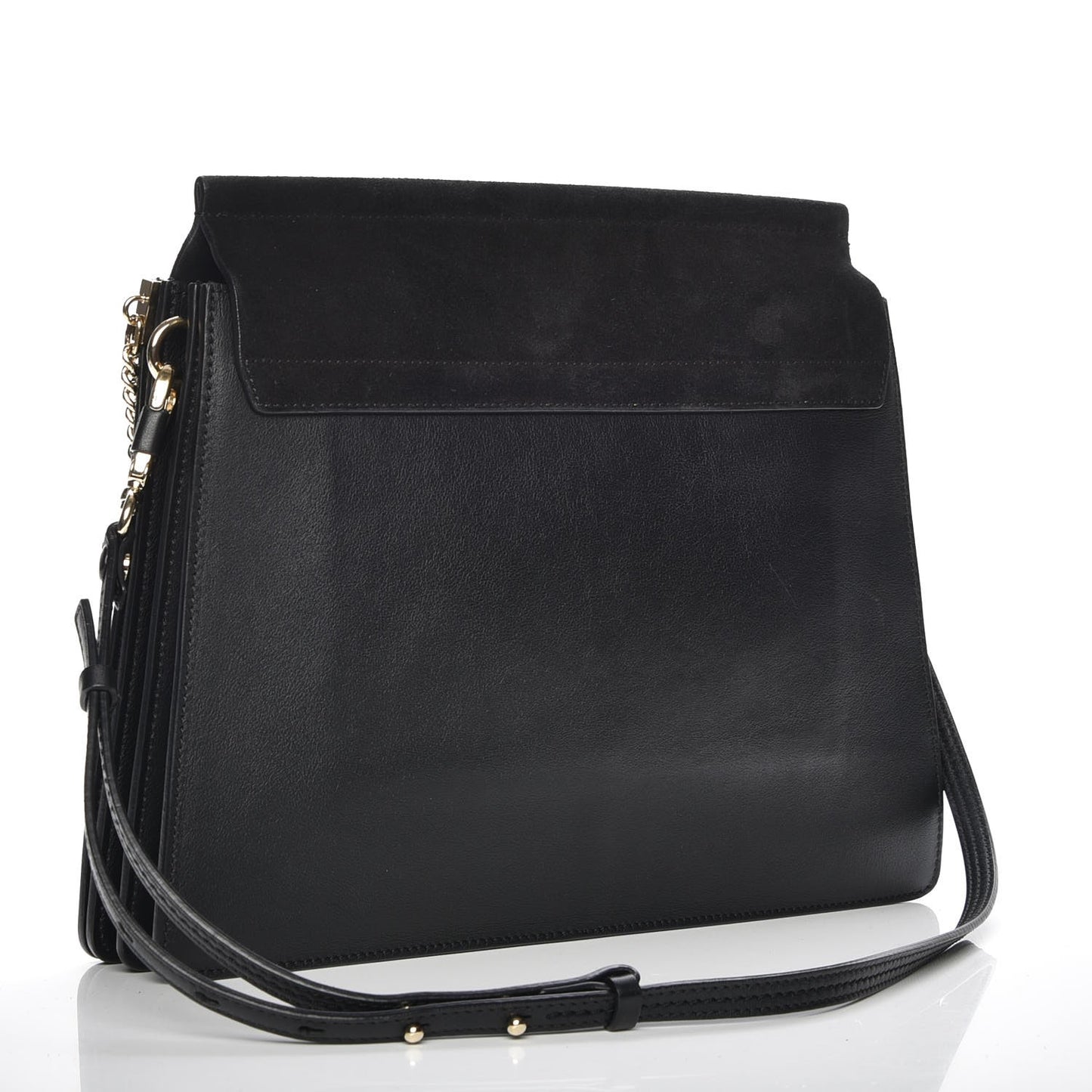 Suede Calfskin Medium Faye Shoulder Bag Black