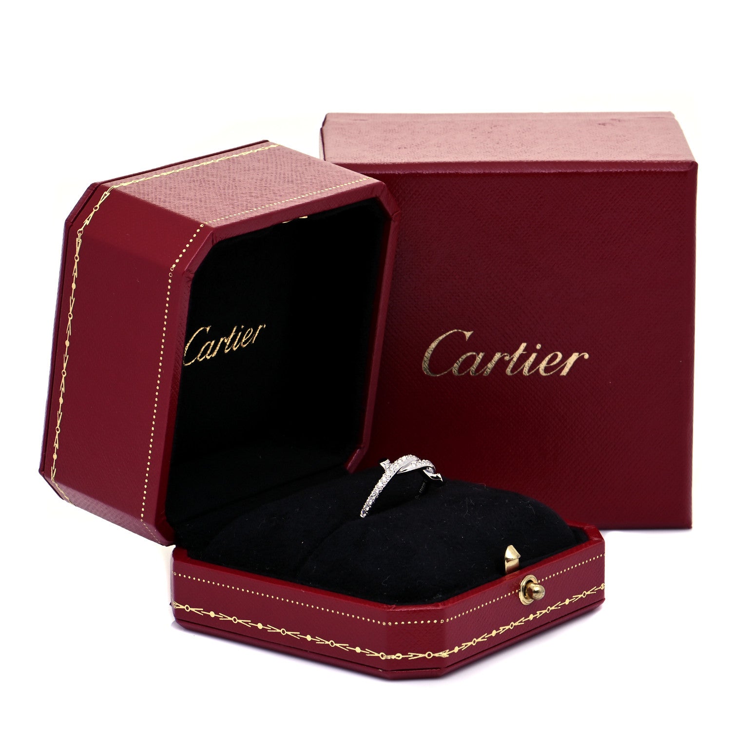 Cartier 18K White Gold Diamond Entrelaces Ring 57 8 7 of 7