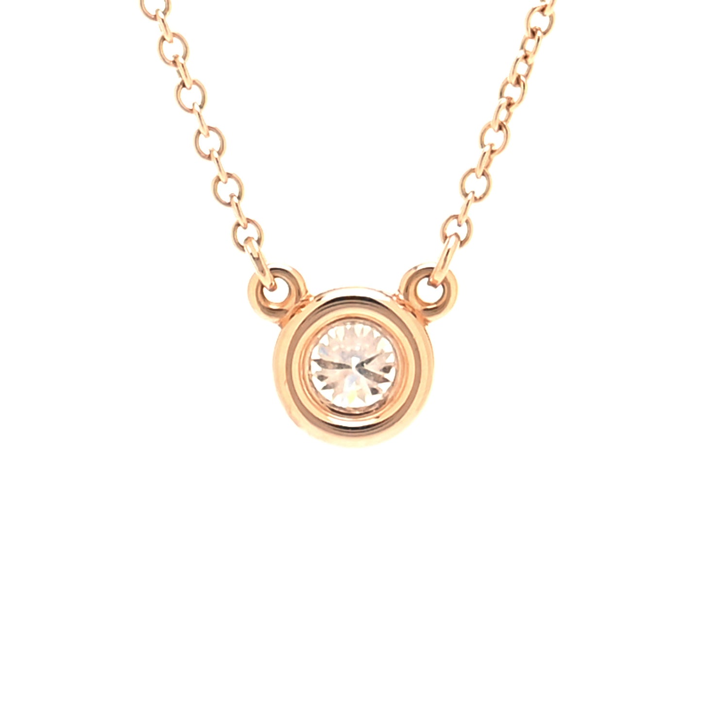 18K Rose Gold Diamond .17ct Elsa Peretti Diamonds by the Yard Pendant Necklace