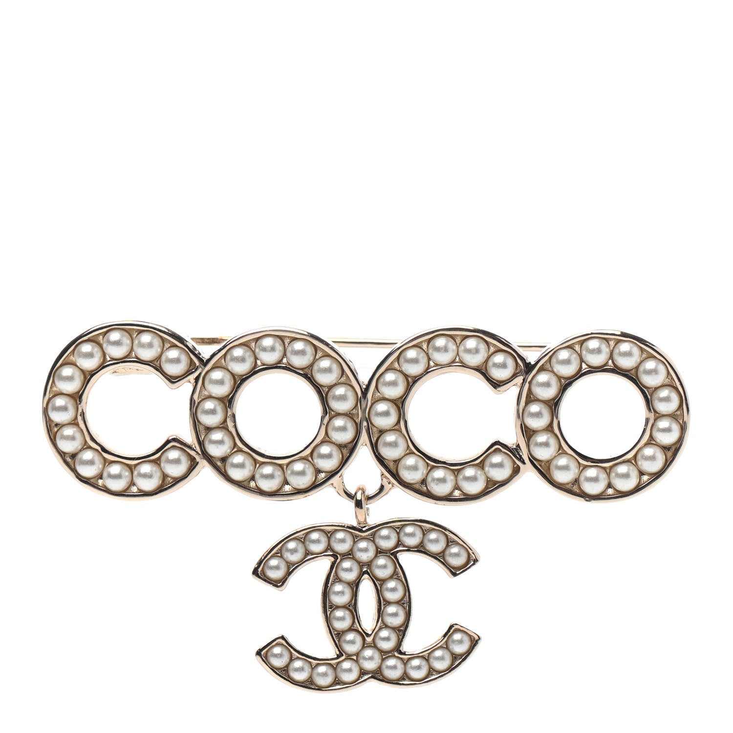 Chanel Pearl Coco Brooch Gold 1 of 3