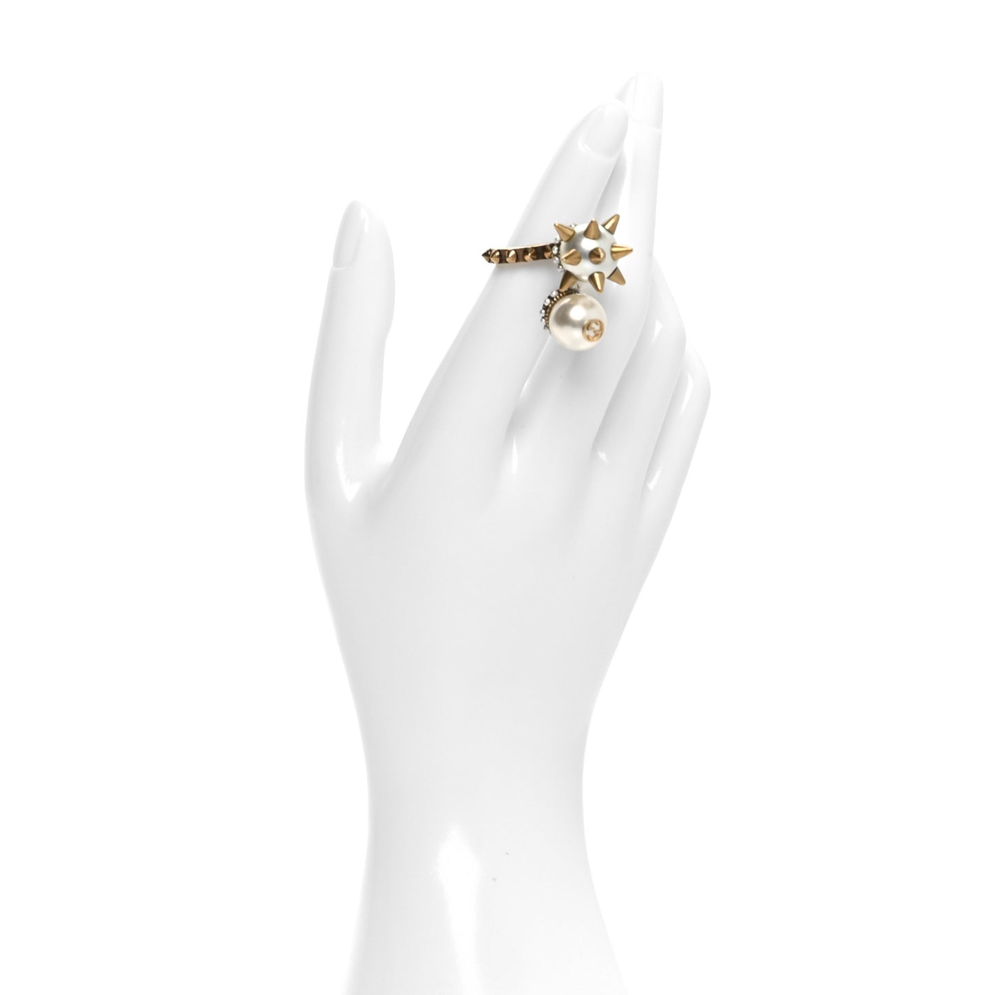 Metal Pearl Spike Studded Wrap Ring 7.75 Aged Gold