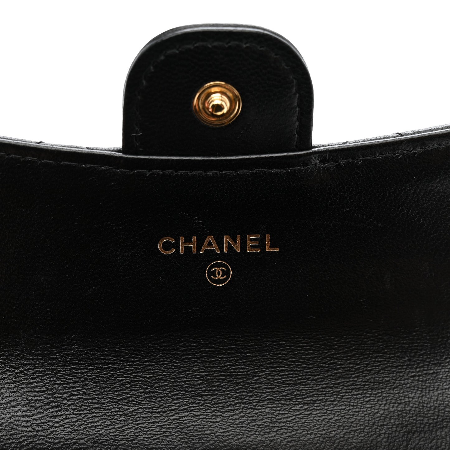 Lambskin Quilted Flap Card Holder Wallet Black