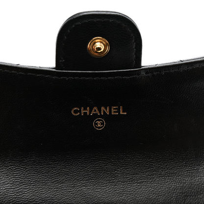 Chanel Lambskin Quilted Flap Card Holder Wallet Black 6 of 9