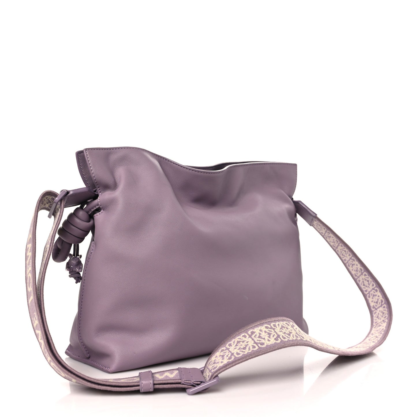 Calfskin Monochrome Flamenco Knot Clutch Pale Aubergine Glaze