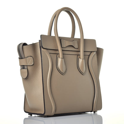 Celine Drummed Calfskin Micro Luggage Dune 3 of 8