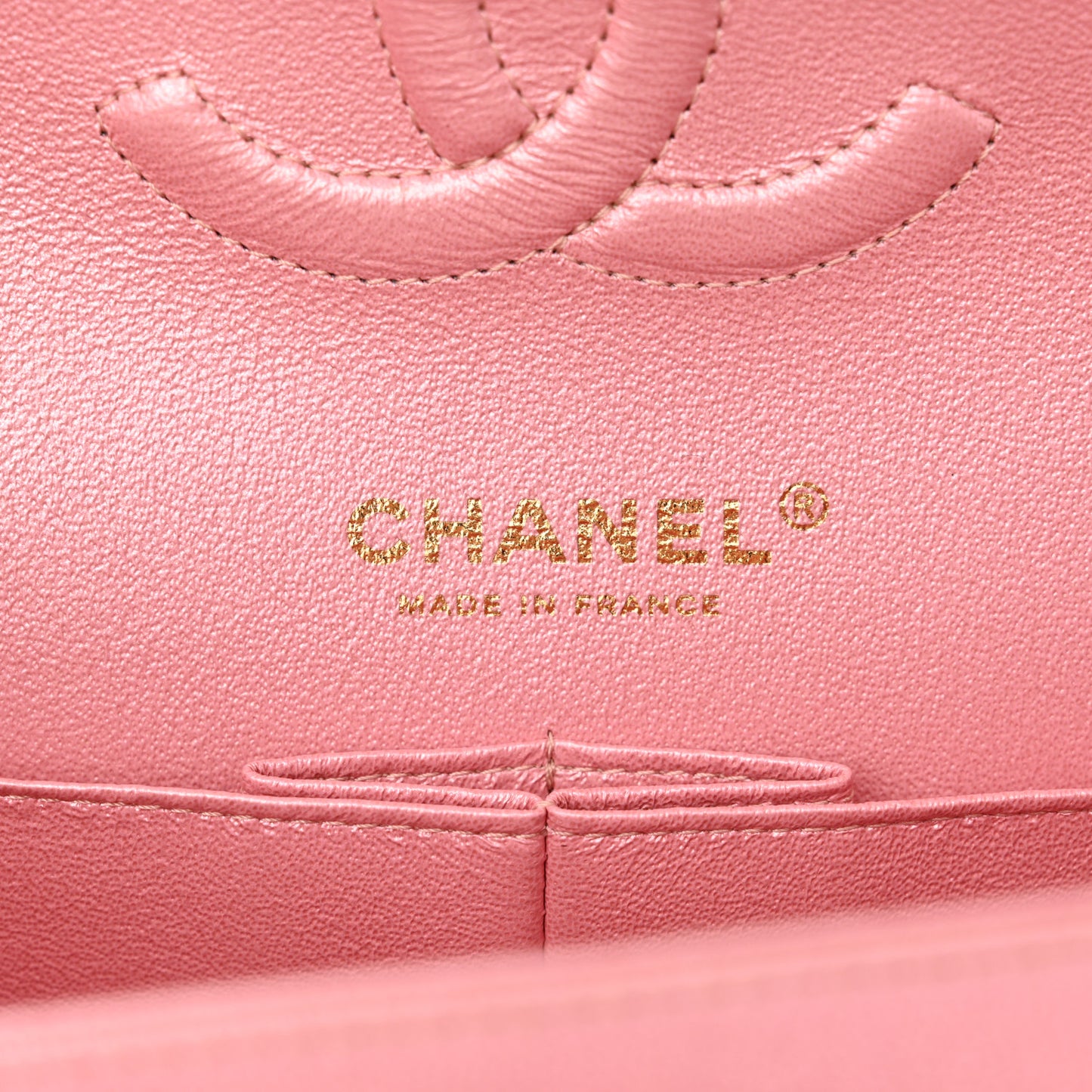 Iridescent Caviar Quilted Medium Double Flap Rose Pink