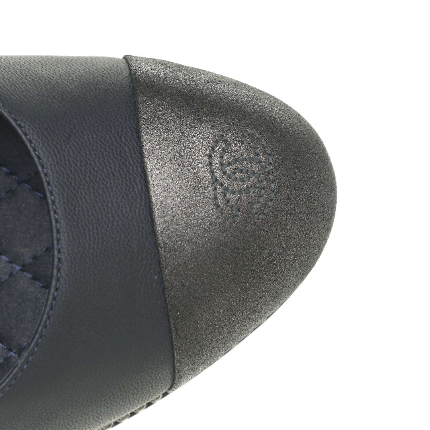 Chanel Crystal Cap Toe Slingback Pumps 38.5 Marine Gris Fonce 16 of 17