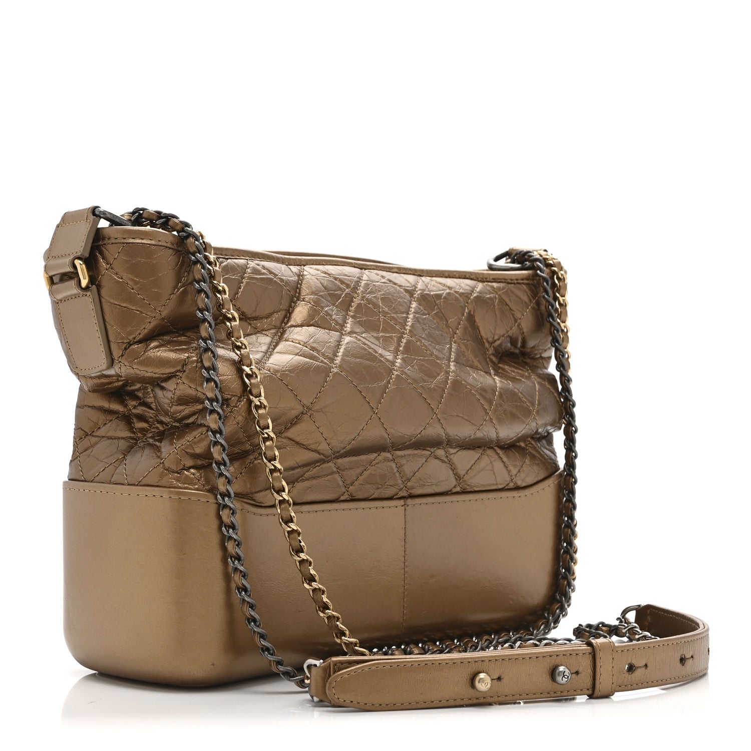 Chanel Metallic Aged Calfskin Quilted Medium Gabrielle  Bronze 3 of 10