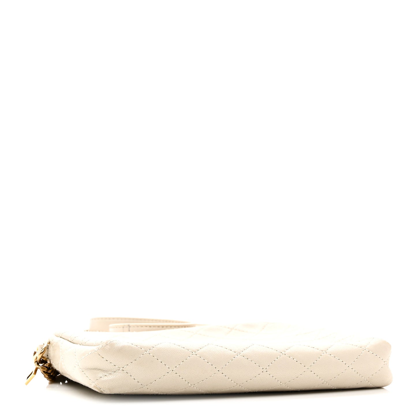 Lambskin Quilted Gaby Zipped Pouch Crema Soft