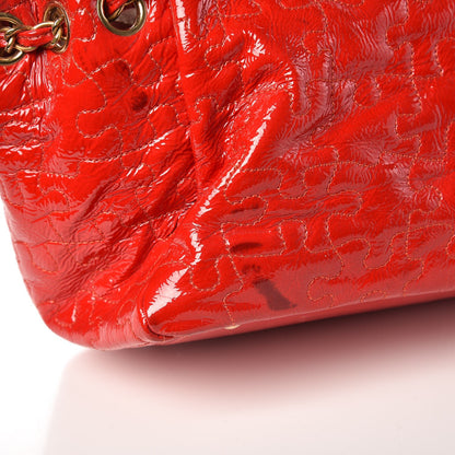 Chanel Crackled Patent Puzzle Accordion Flap Bag Red 10 of 13
