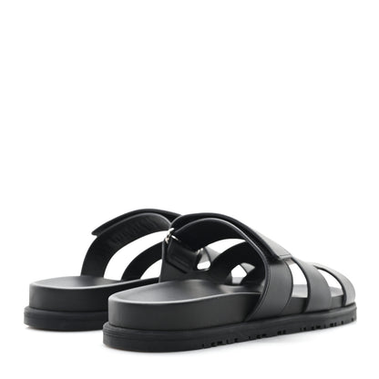 Hermes Calfskin Womens Chypre Sandals 36.5 Black 5 of 10