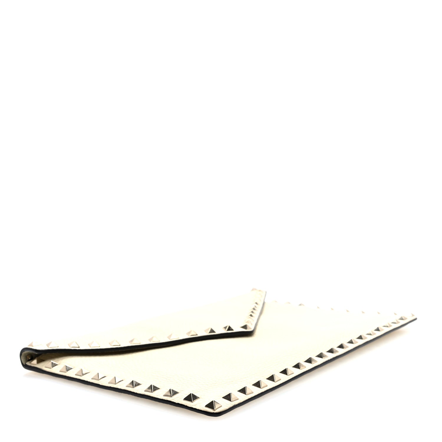 Valentino Garavani Pebbled Calfskin Large Rockstud Envelope Clutch Light Ivory 4 of 6