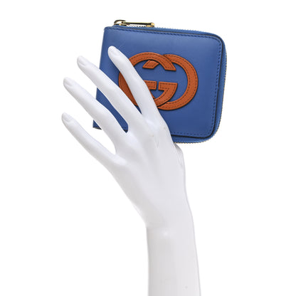 Gucci Vitello Eclipse Interlocking G Zip Around Card Case Wallet Bright Splash Carrot Orange 2 of 10