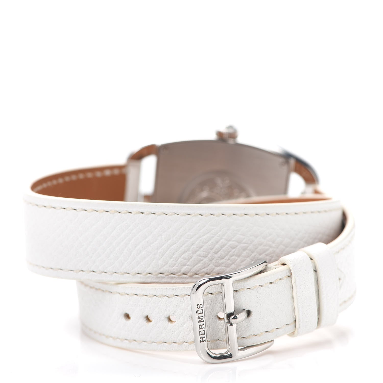 Hermes Stainless Steel Epsom 33mm Cape Cod Tonneau Double Tour Quartz Watch Blanc 3 of 5