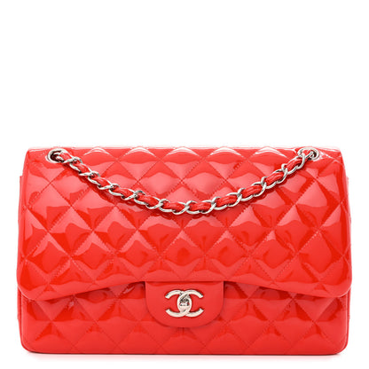 Chanel Patent Calfskin Quilted Jumbo Double Flap Red 1 of 14