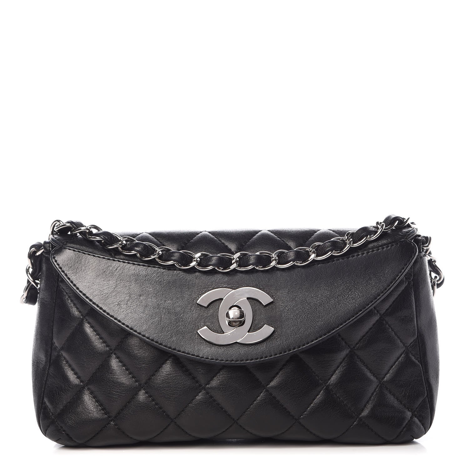 Chanel Lambskin Quilted CC Turnlock Flap Shoulder Bag Black 1 of 9