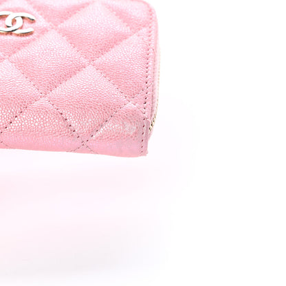 Chanel Iridescent Caviar Quilted Zip Coin Purse Pink 6 of 7