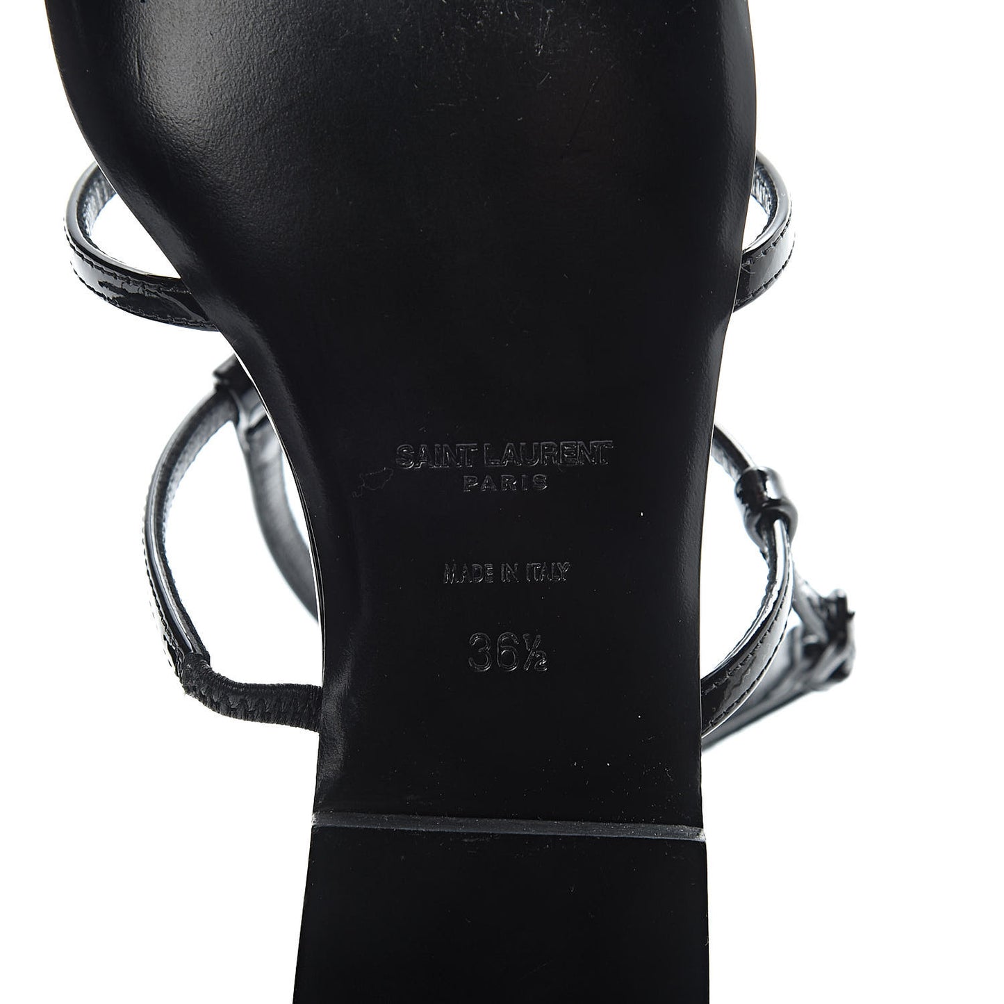 Patent Calfskin Cassandra Monogram Sandals 36.5 Black