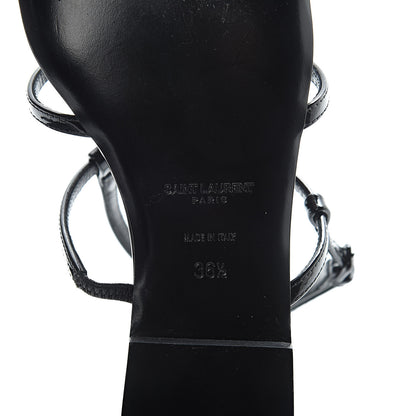 Saint Laurent Patent Calfskin Cassandra Monogram Sandals 36.5 Black 6 of 8