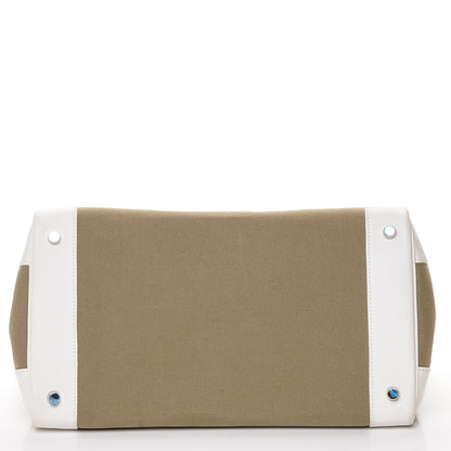 Hermes Swift Toile Birkin 35 Blanc Vert Miliatire 6 of 27