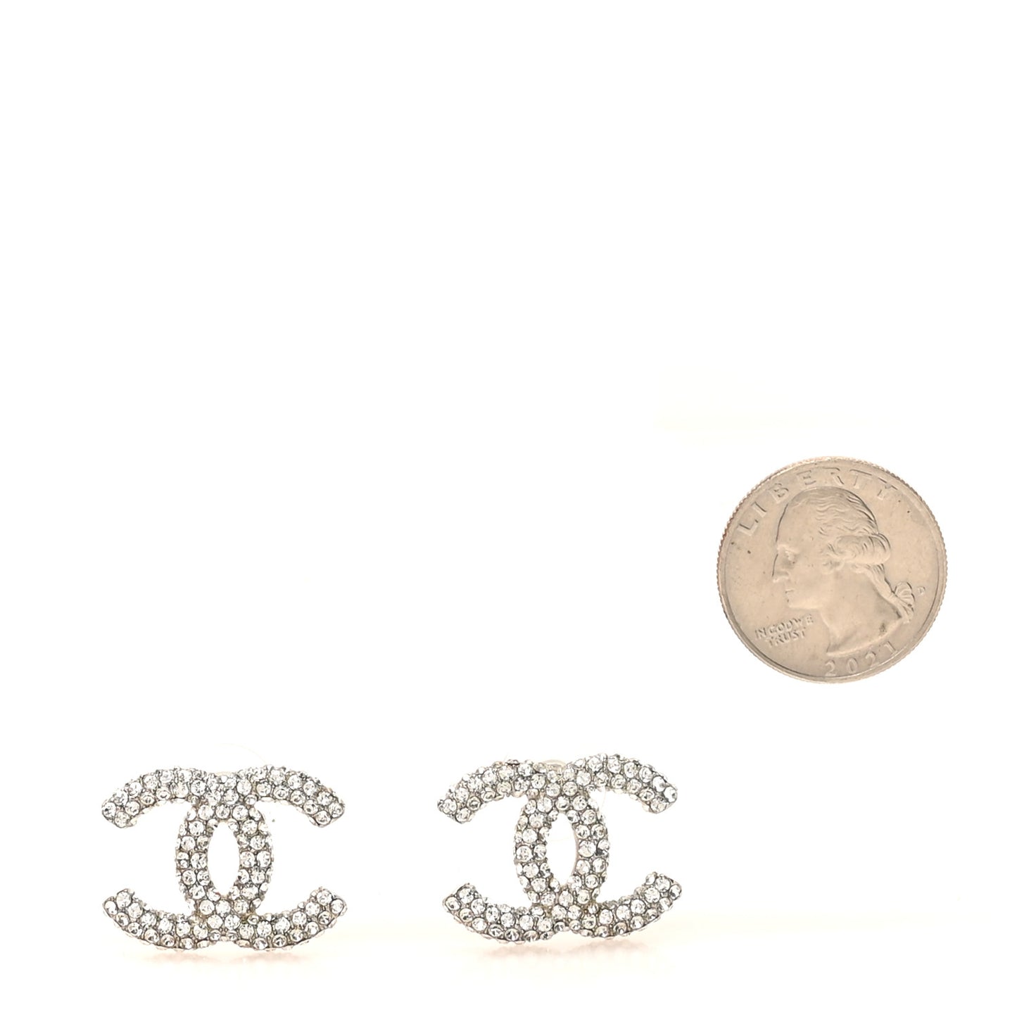 Crystal CC Treasure Chest Earrings Silver