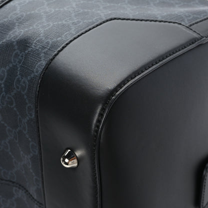 Gucci Soft GG Supreme Monogram Appia Calfskin Web Medium Carry On Duffle Bag Black Grey 11 of 12