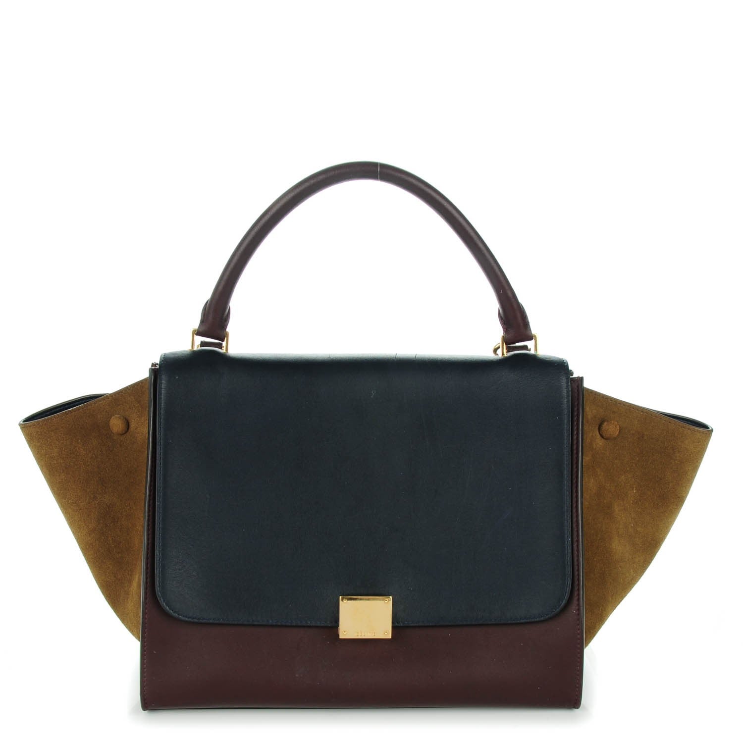 Celine Smooth Calfskin Suede Medium Tri-Color Trapeze Burgundy 1 of 10