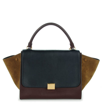 Celine Smooth Calfskin Suede Medium Tri-Color Trapeze Burgundy 1 of 10