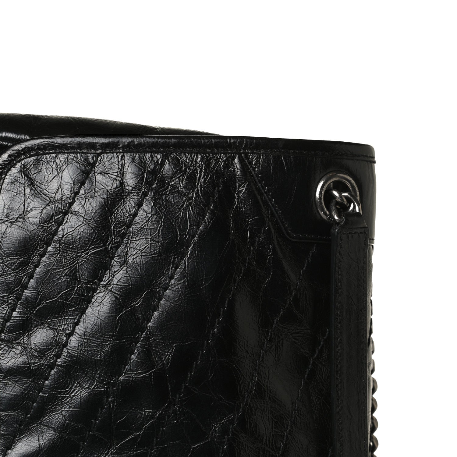 Saint Laurent Crinkled Calfskin Matelasse Monogram Large Niki Chain Satchel Black 11 of 14