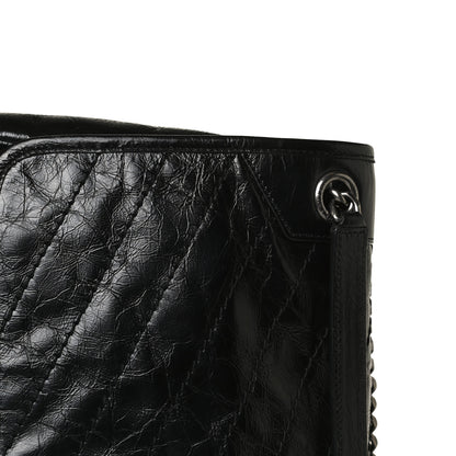 Saint Laurent Crinkled Calfskin Matelasse Monogram Large Niki Chain Satchel Black 11 of 14