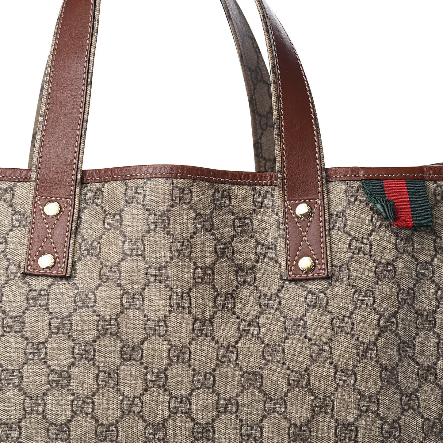 GG Plus Monogram Large Signature Web Loop Tote Brown