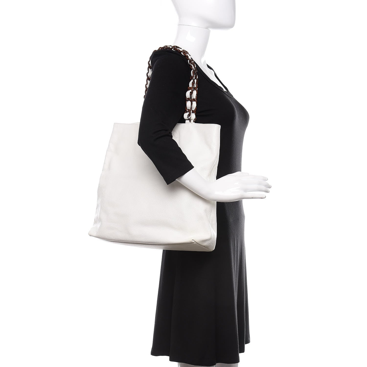 Chanel Caviar CC Tote White 2 of 10