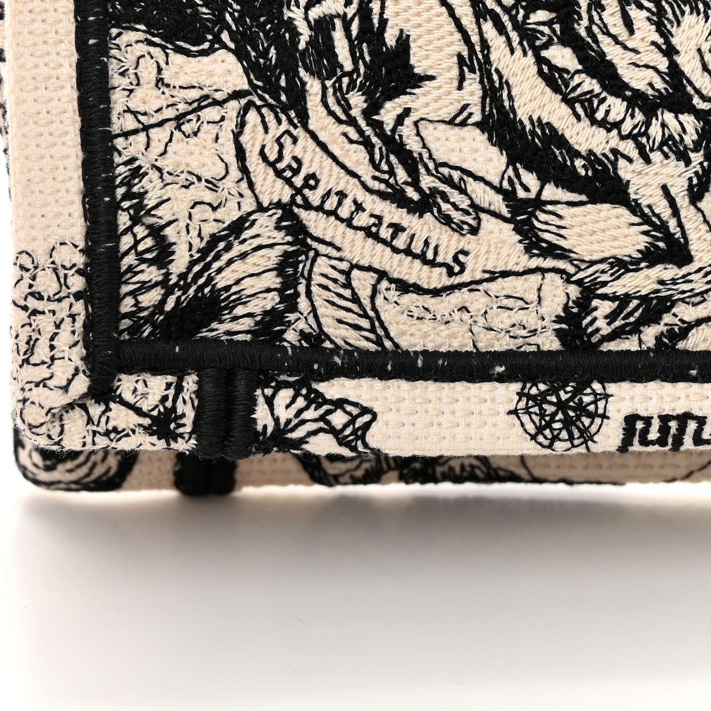 Canvas Embroidered Small Zodiac Toile De Jouy Book Tote Latte