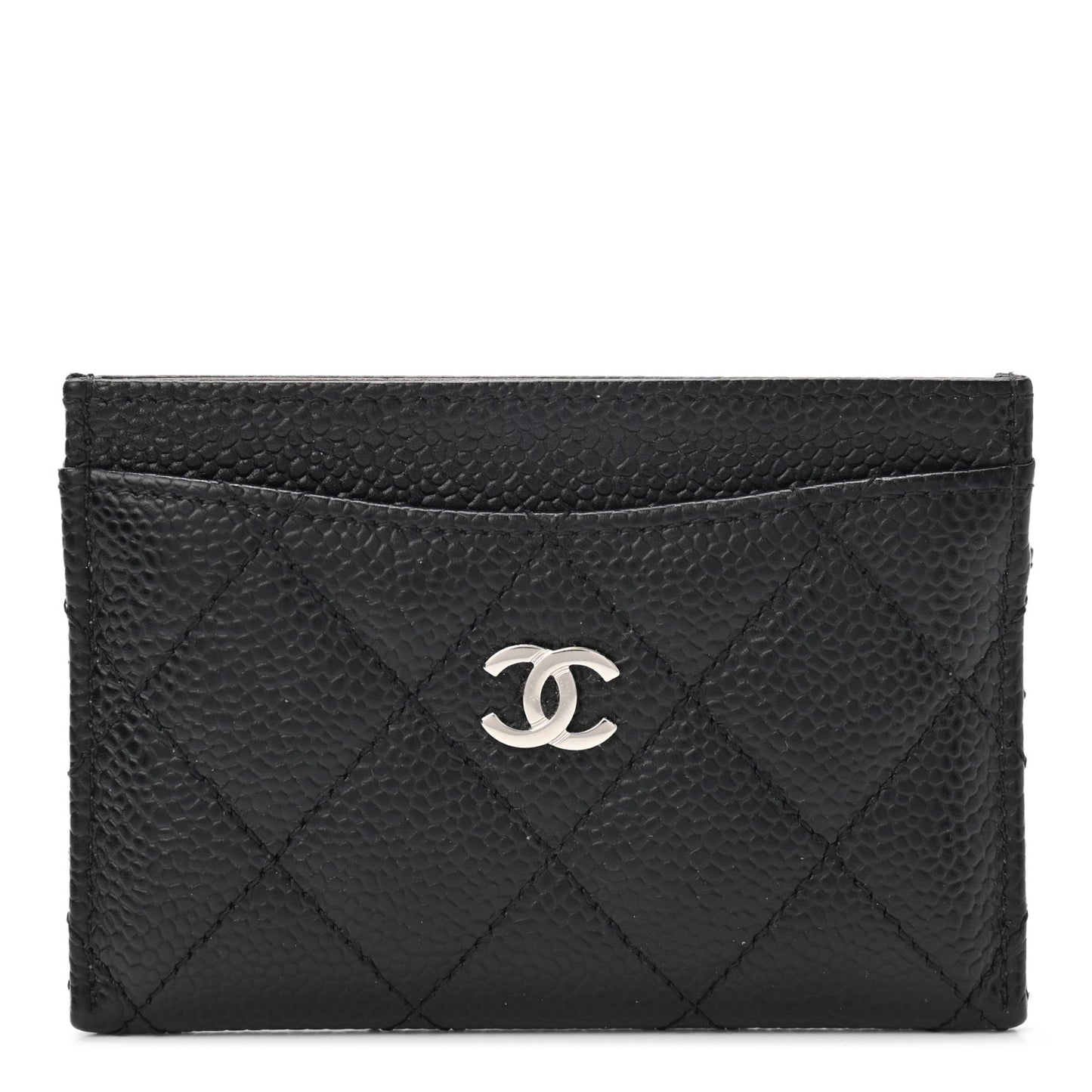 Caviar Quilted Card Holder Black