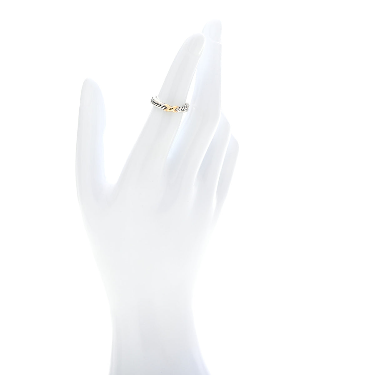Sterling Silver 18K Yellow Gold Petite X Crossover Ring 48 4.5