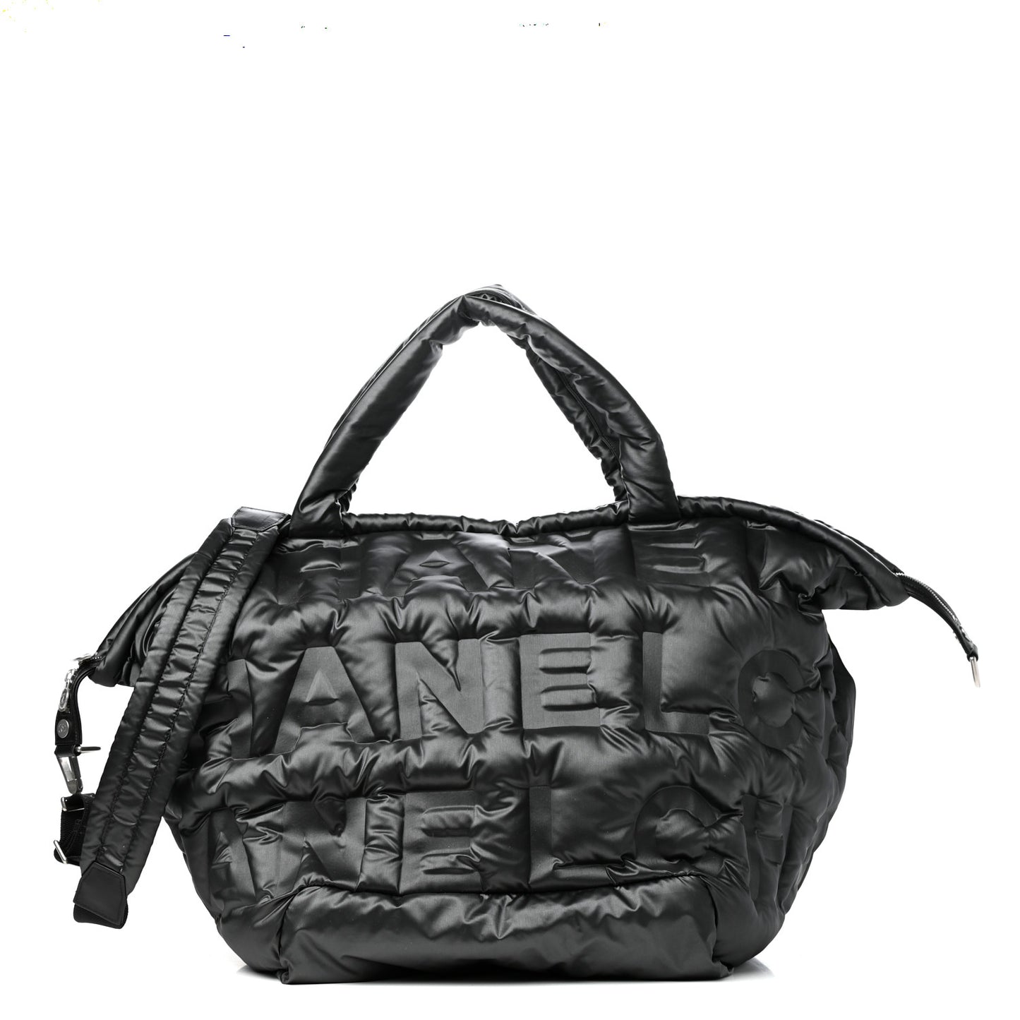 Nylon Embossed Large Doudoune Bowling Bag Black