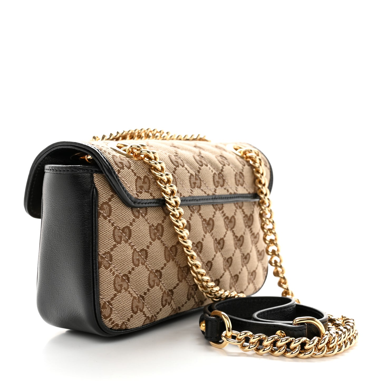 Monogram Matelasse Diagonal Mini GG Marmont Shoulder Bag Beige Black