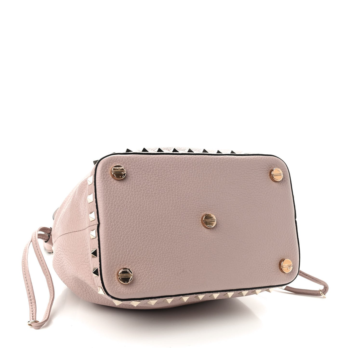 Pebbled Calfskin Small Rockstud Bucket Bag Poudre