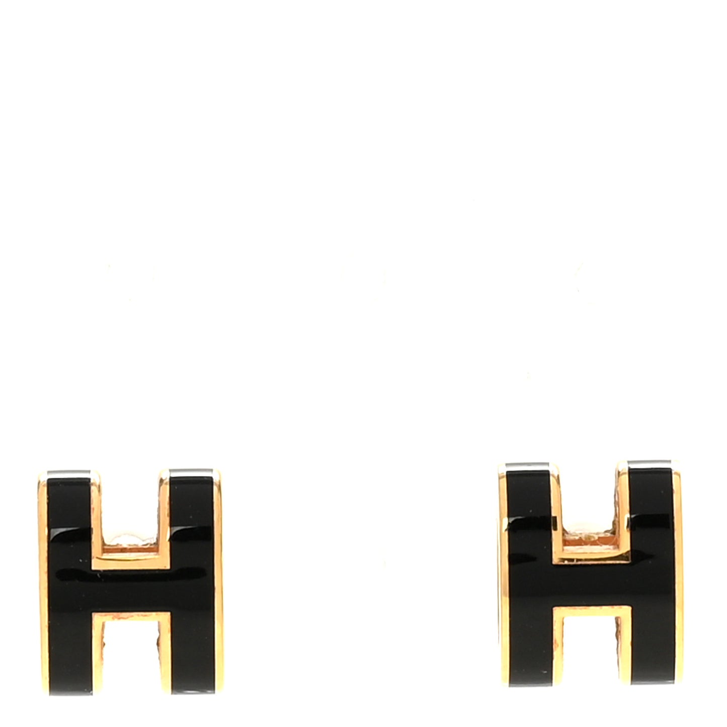 Rose Gold Lacquered Mini Pop H Earrings Black
