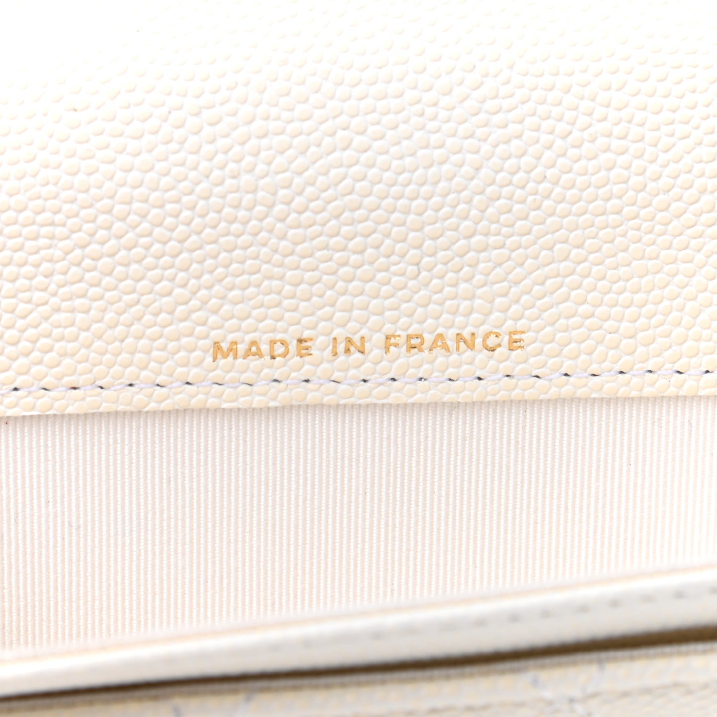 Caviar Quilted Flap Card Holder Wallet White