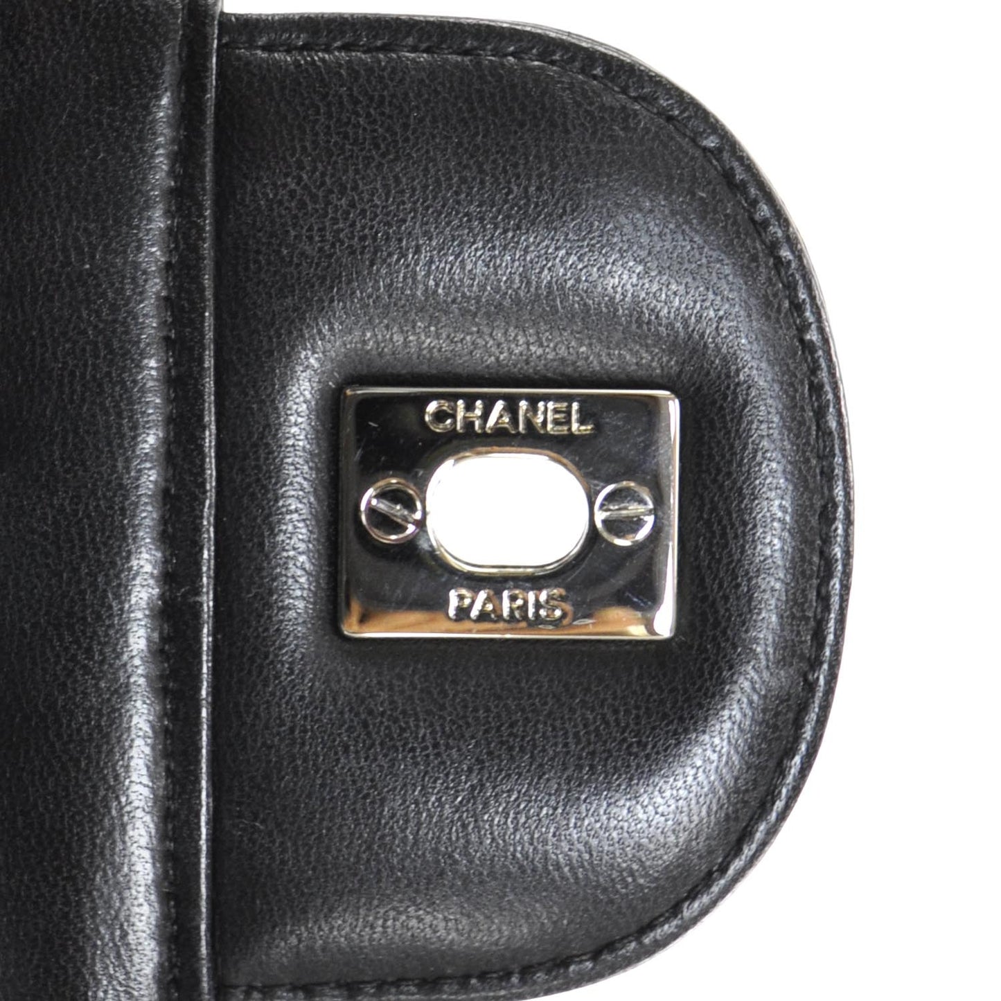 Crackled Patent Jumbo Flap Black SHW