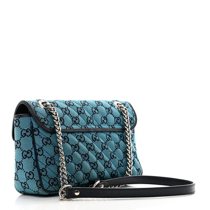 Gucci Monogram Multicolor Matelasse Diagonal Small GG Marmont Shoulder Bag Light Blue 3 of 12
