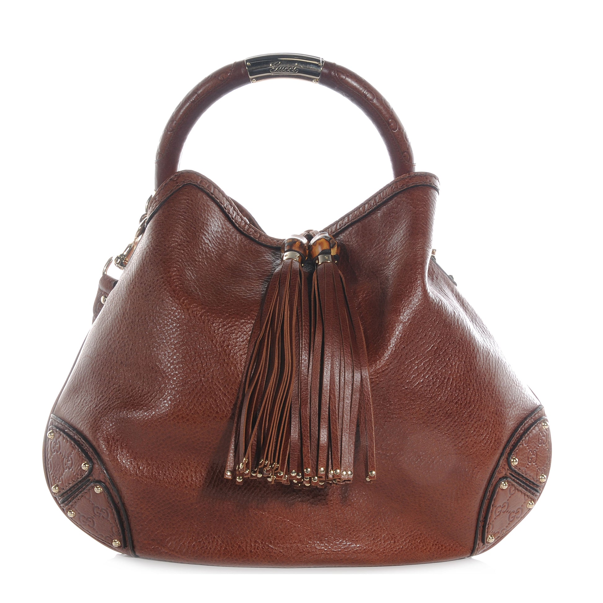 Gucci Leather Large Indy Top Handle Hobo Brown 1 of 9