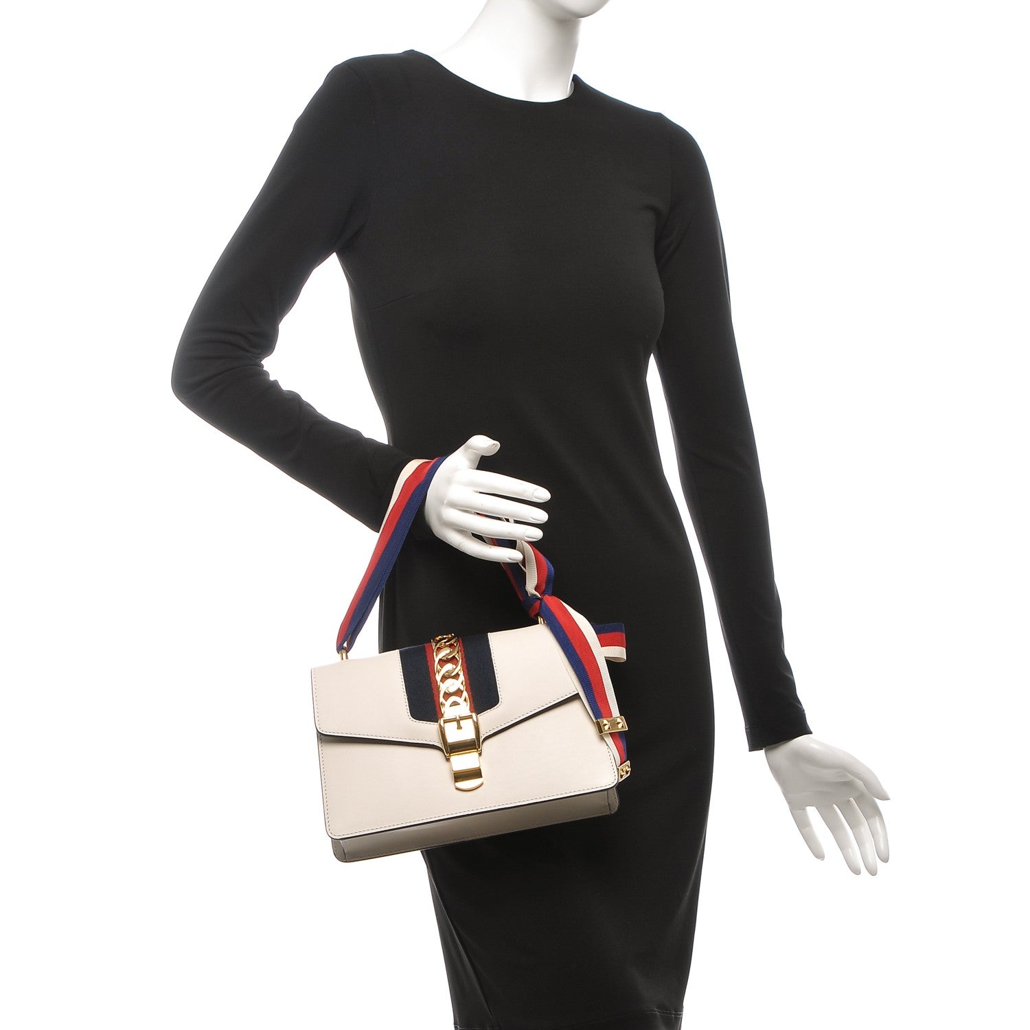 Gucci Calfskin Small Sylvie Shoulder Bag White 2 of 11